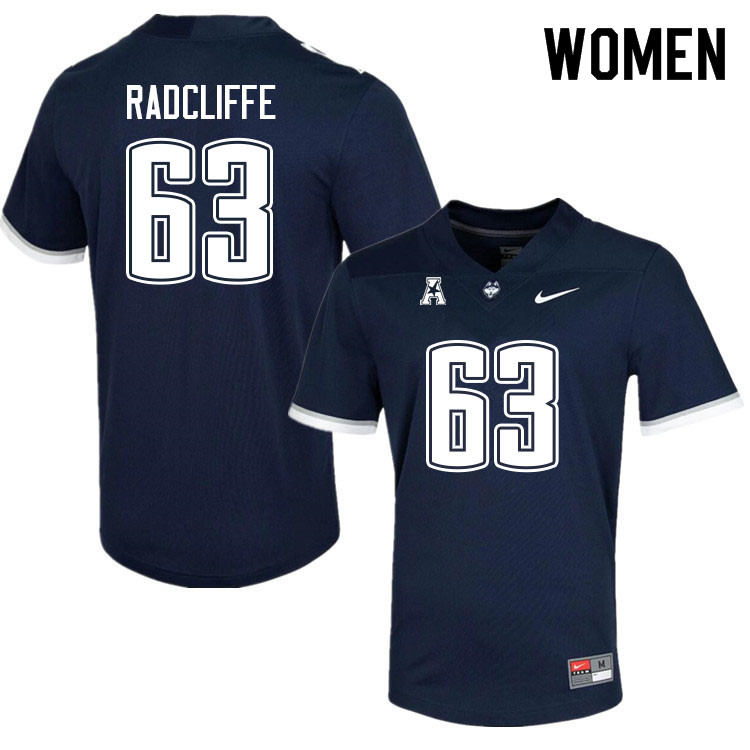 Women #63 Braden Radcliffe Uconn Huskies College Football Jerseys Sale-Navy - Click Image to Close